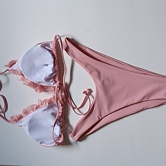 PINK BIKINI 2 PIECE SWIMSUIT PINK M - Picture 3 of 4